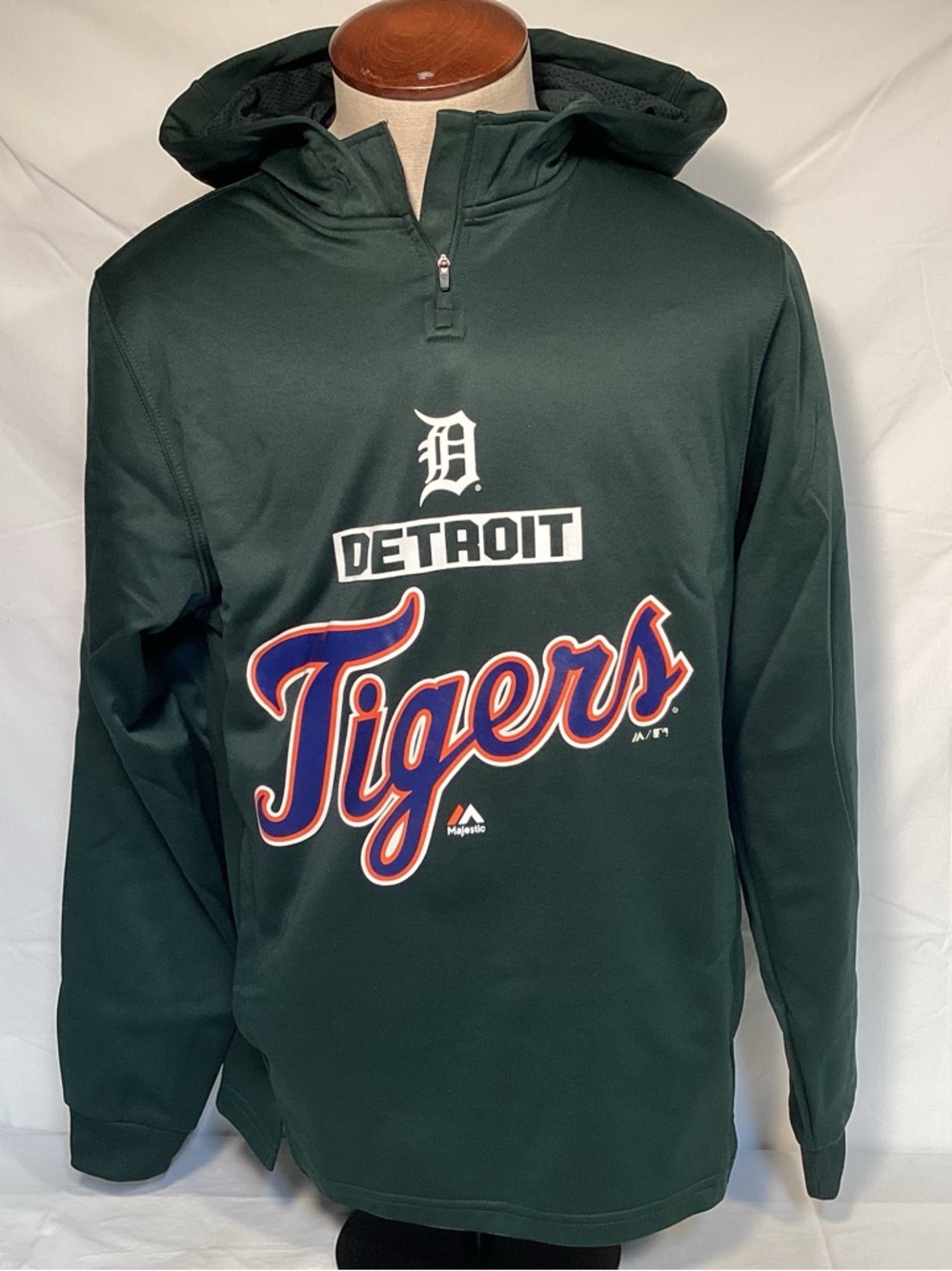 Detroit Tigers Baseball 1/4 zip Hoodie Men’s Size Medium - Vintage Majestic MLB